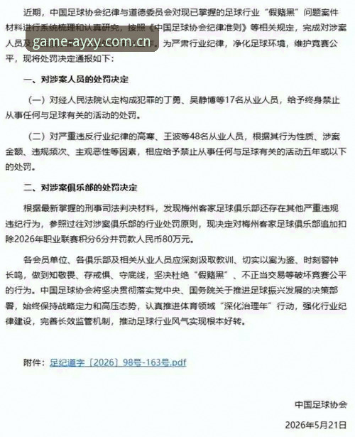 中国足协第三批禁足名单详解：17人终身禁赛，48人受罚
